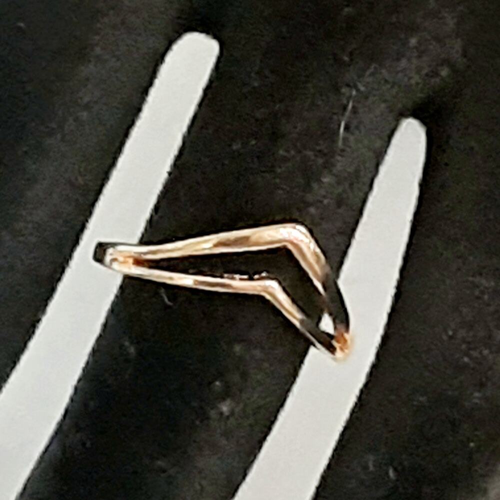 Dainty Stackable Rose Gold Tone Double Chevron Ring Size 6.25 Open Work